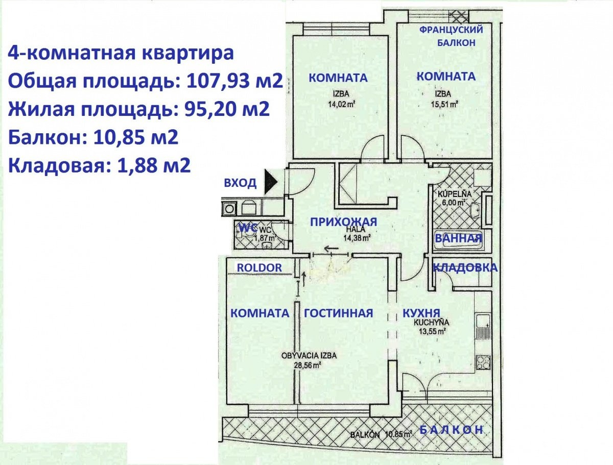 Балкон не включен в общую площадь