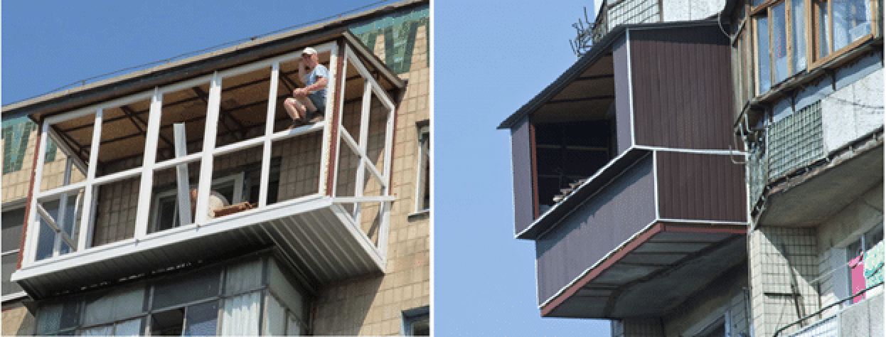 Пристройка балкона. Балкон снаружи. Каркас балкона. Металлический балкон. Нарастили балкон.