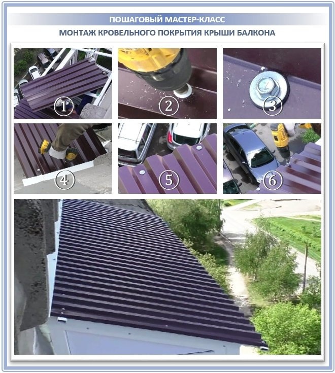 Процесс установки балконной крыши
