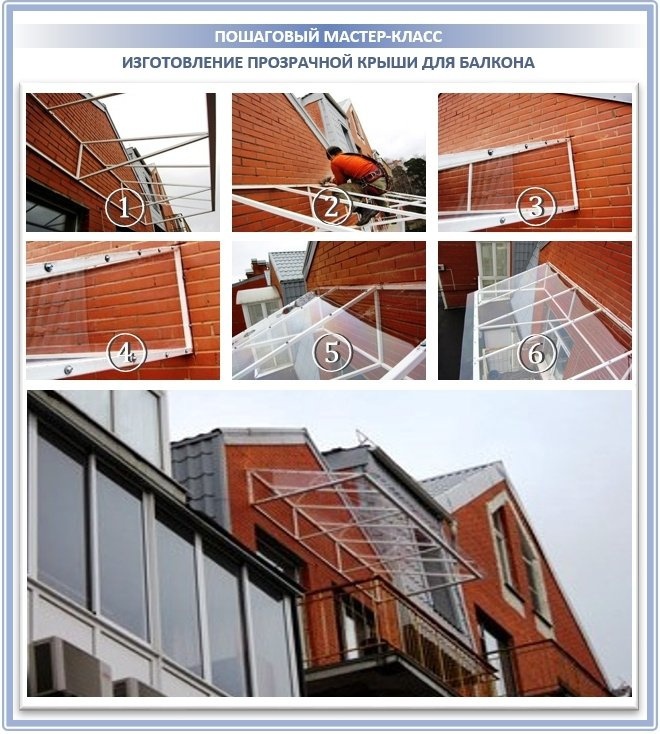 Прозрачная крыша на балконе последнего этажа

